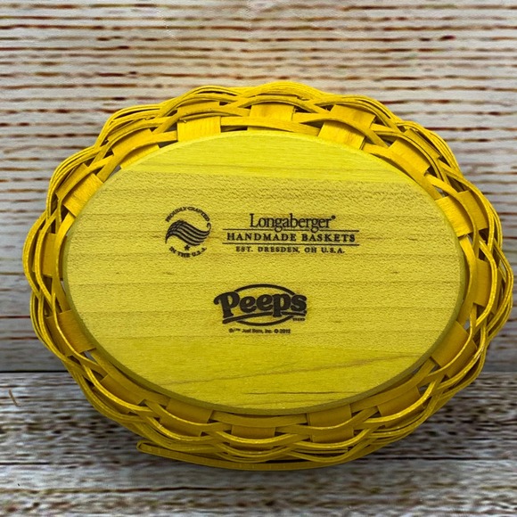 Longaberger Peeps Candy Dish Basket Yellow Ceramic Lid 2012 VLP Signed - Picture 6 of 10